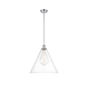 Berkshire 60-Watt 1 Light Polished Chrome Shaded Pendant Light with Clear glass Clear Glass Shade
