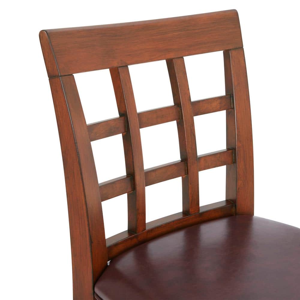 Elegant Mahogany Rubberwood Counter Height Swivel Stool, Set of 2