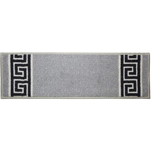 Meander Custom Size Gray 8 in. x 26 in. Indoor Carpet Stair Tread Cover Slip Resistant Backing (Set of 13)