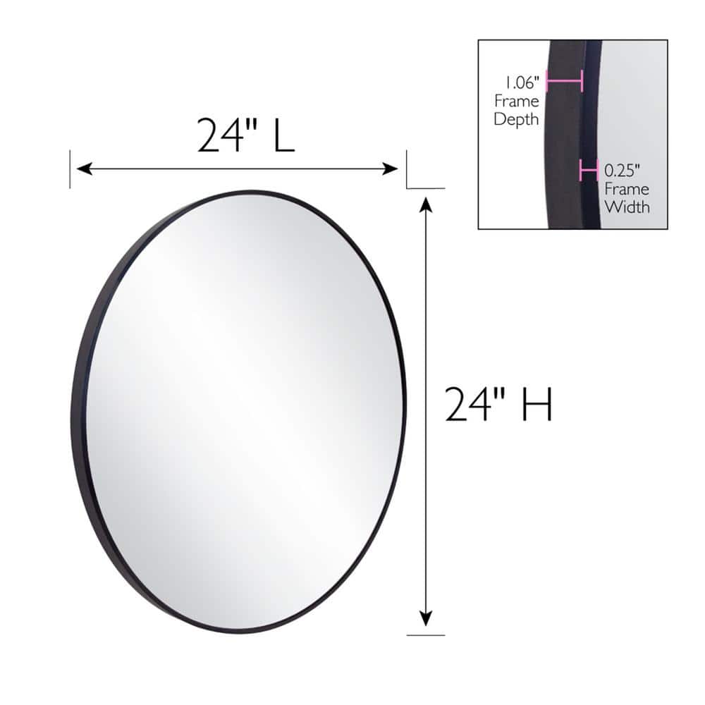 Kenna 24-Inch Round Silver Wood Vanity Mirror