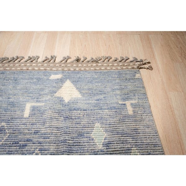Blue Hand-Knotted Wool Contemporary Marrakech Handspun, Elegant and Durable Rug for Enhance, 9 ft. x 12 ft. Area Rug