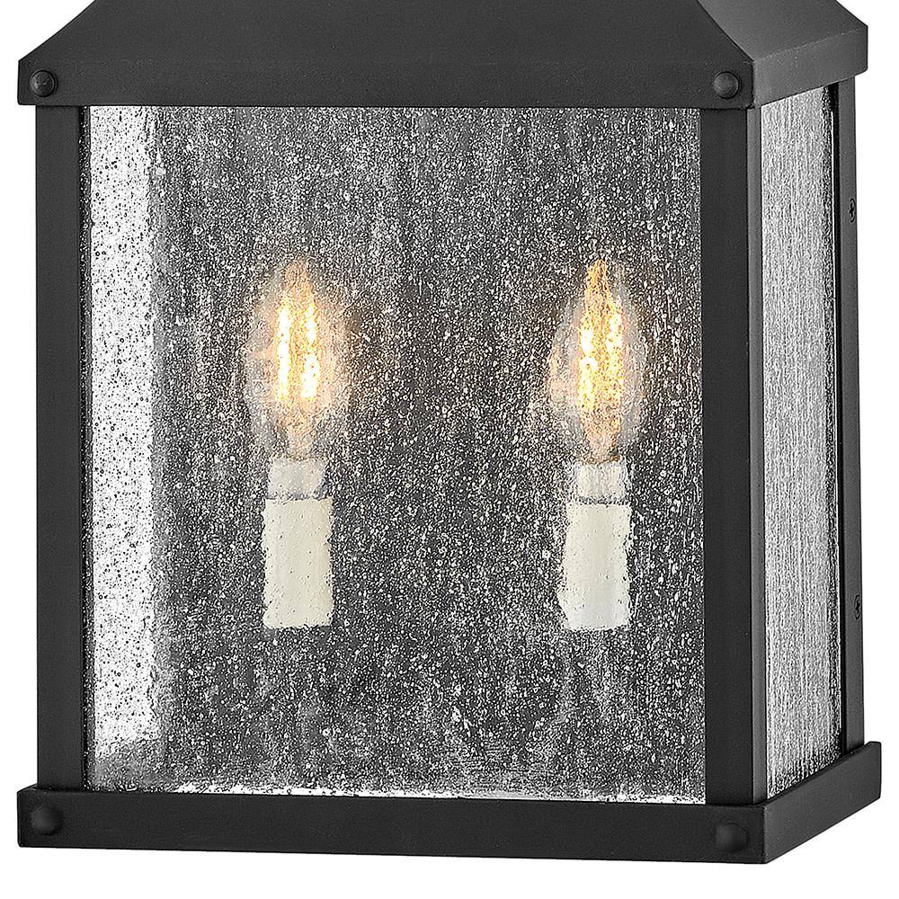 Museum Black Aluminum Outdoor Wall Light with Clear Seedy Glass