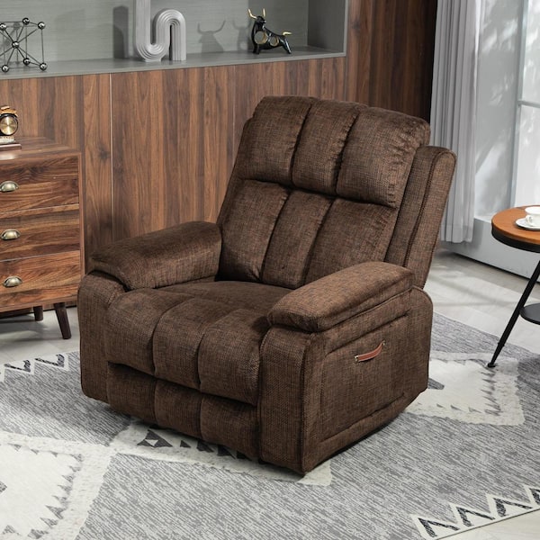aisword Chocolate Extended Footrest Comfort Chenille Power Lift