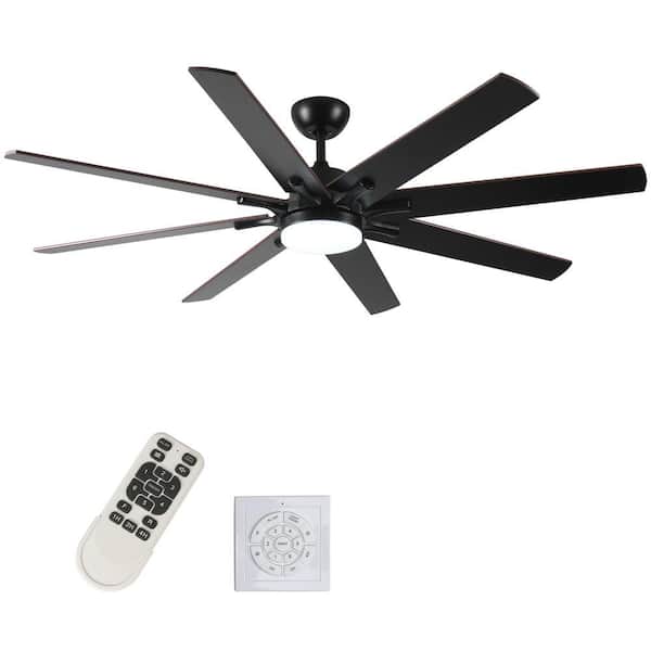 ONEMIX Tervo 72 in. Indoor Black Plywood Smart Ceiling Fan with Integrated LED, Works with Alexa/Google