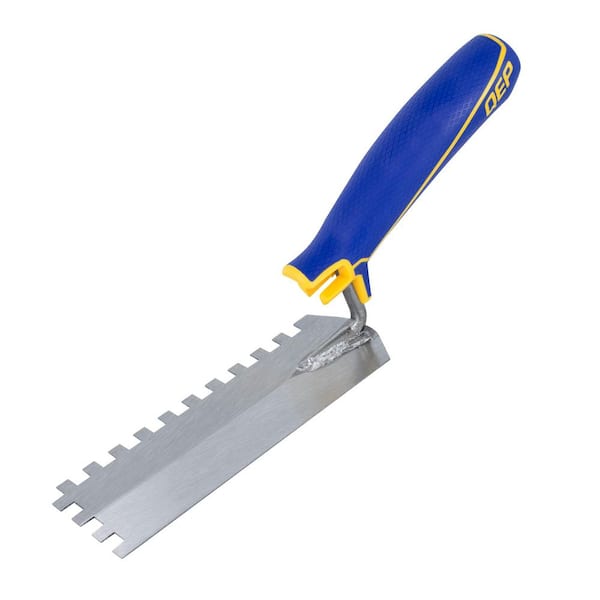 6 in. L x 2 in. W Steel Blade 1/4 in. x 1/4 in. x 1/4 in. Square-Notched Tile Flooring Margin Trowel Comfort Grip Handle