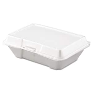 Foam Hinged Lid Containers, 1-Compartment, 6.4 x 9.3 x 2.9, White (200-Pack)