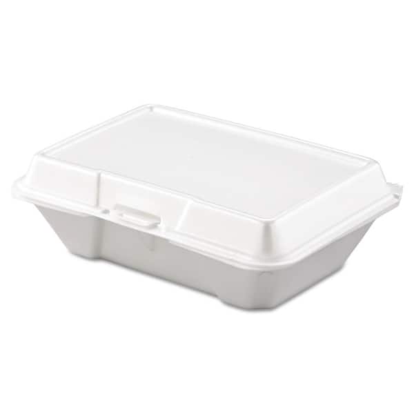 DART Foam Hinged Lid Containers, 1-Compartment, 6.4 x 9.3 x 2.9, White (200-Pack)