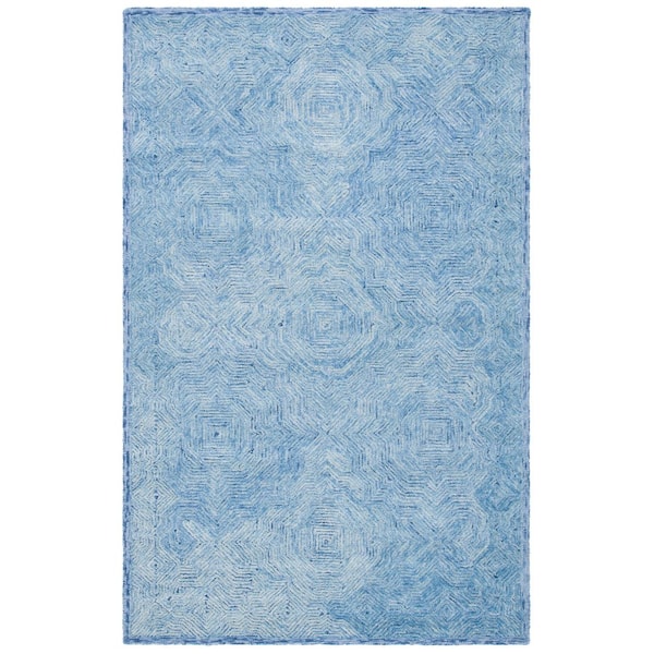 SAFAVIEH Ikat Blue Doormat 3 ft. x 5 ft. Striped Border Area Rug