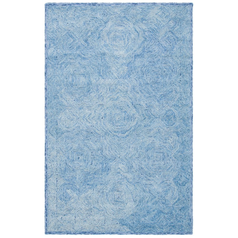 Blue Hand-Tufted Wool 8' x 10' Rectangular Rug