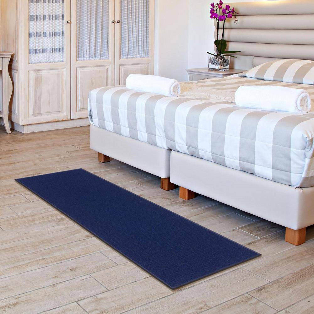 Navy Non-Slip Washable Synthetic Runner Rug 20" x 59"