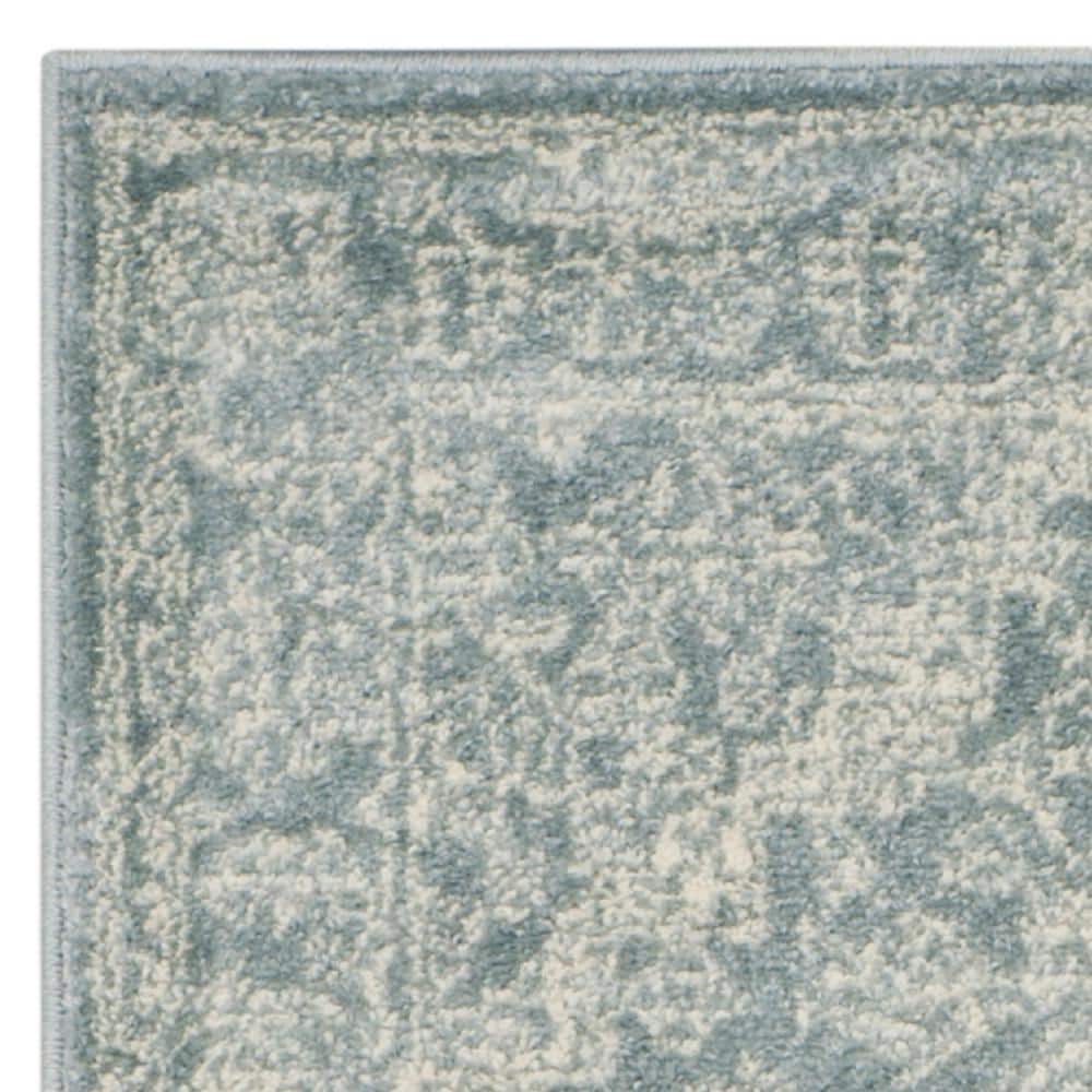 Slate and Ivory Medallion Synthetic Runner Rug, 2'6" x 16'