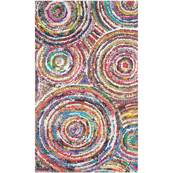 SAFAVIEH Nantucket Multi Doormat 2 ft. x 4 ft. Geometric Circles Area ...