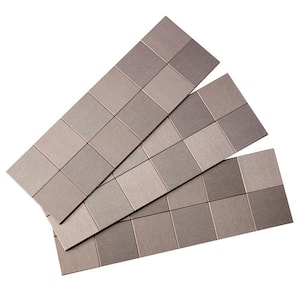 Square Matted 12 in. x 4 in. Brushed Stainless Metal Decorative Tile Backsplash (1 sq. ft.)