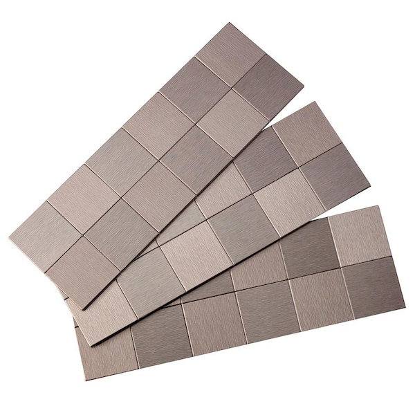 Aspect Square Matted 12 in. x 4 in. Brushed Stainless Metal Decorative Tile Backsplash (1 sq. ft.)