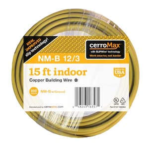 15 ft. 12/3 Yellow Solid CerroMax SLiPWire Copper NM-B Wire