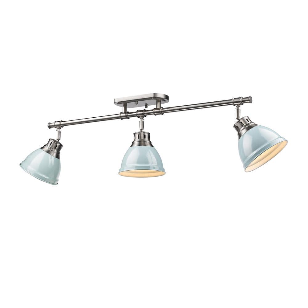 Duncan 6.5 in. 3-Light Pewter Semi-Flush Mount with Green Shade and No Bulbs Included price history on PriceWatchPro