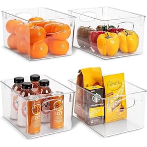 4-Pack Clear Plastic Stackable Pantry Organizer Set Storage Bins for Fridge