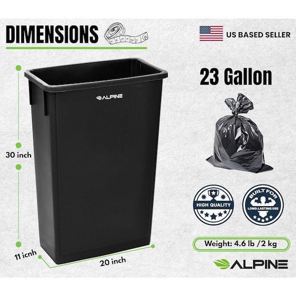 Alpine Industries 23 Gal. Black Vented Heavy-Duty Plastic