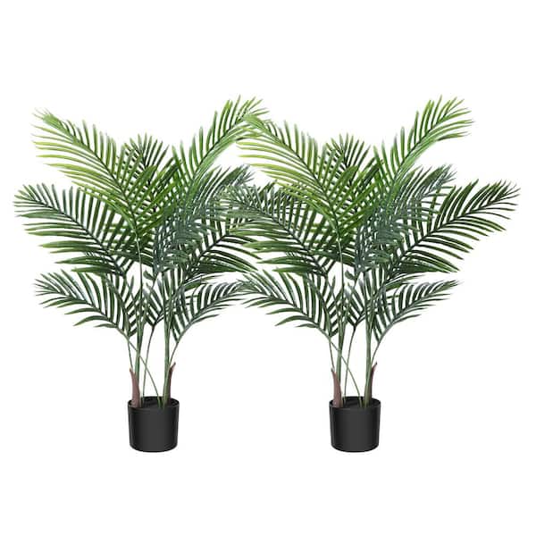 DR.Planzen 3.6 ft. Artificial Areca Palm Plant in pot, Fake Palm Tree with 17 Trunks for Home Office Décor (Set of 2)