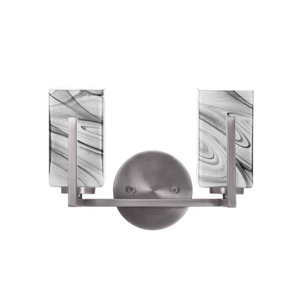 Cottonwood 12.5 in. 2-Light Vanity Light Graphite with 3.5 in. Square Onyx 