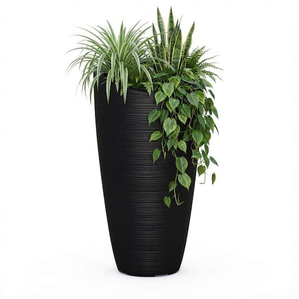 Modesto 42 in. Round Black Polyethylene Planter