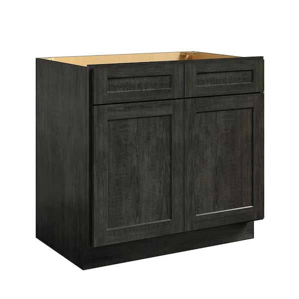 Hausvita 36 in. W x 24 in. D x 34.5 in. H in Shaker Charcoal Plywood Ready to Assemble Sink Base Cabinets with Shelf