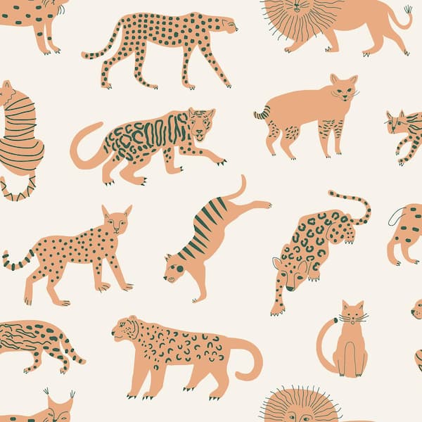 NuWallpaper Tangerine Kitty Kitty Peel and Stick Wallpaper