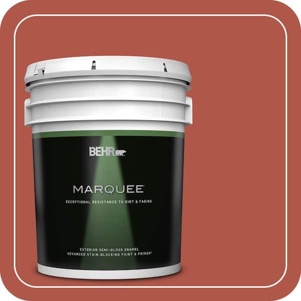 BEHR MARQUEE 5 gal. #PPU2-14 Tibetan Orange Semi-Gloss Enamel Exterior Paint & Primer