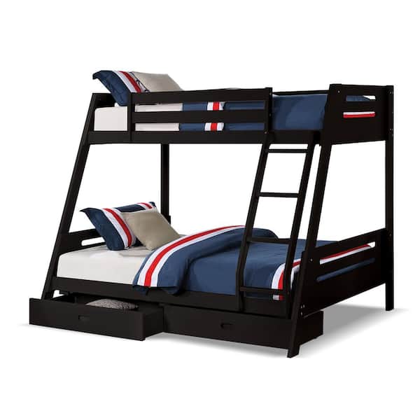 Haulton Black Twin Over Full Bunk Bed with Underbed Drawers
