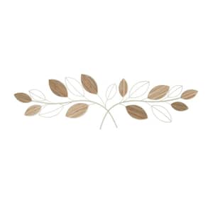 43 in. x  13 in. Metal Brown Leaf Wall Decor