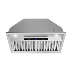 28 in. 350 CFM Isnello Ductless Insert Range Hood in Brushed Steel, Baffle Filters, Touchpad Control, LED Lights