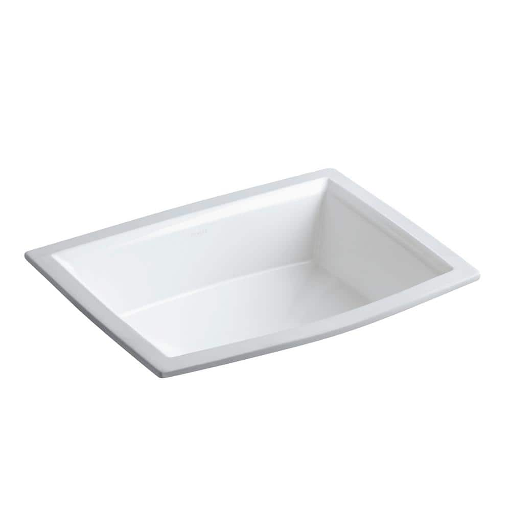 KOHLER Archer 19 7 8 In Rectangle Undermount Bathroom Sink In White   White Kohler Undermount Bathroom Sinks K R2355 0 64 1000 