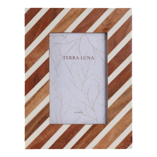 4 in. x 6 in. Brown Resin Abstract Diagonal Lines Photo Frame