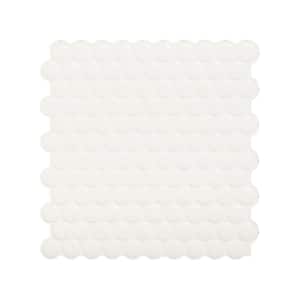 Penny Romy 8.97 in. x 8.95 in. Vinyl White Peel and Stick Decorative Kitchen and Bathroom Wall Tile Backsplash (4-Pack)