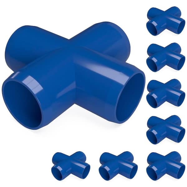 Formufit 3/4 in. Furniture Grade PVC Cross in Blue (8-Pack)