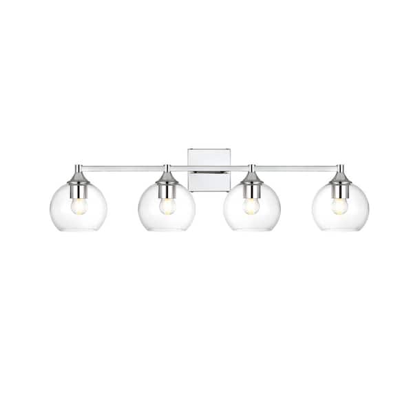 Unbranded Simply Living 33 in. 4-Light Modern Chrome Vanity Light with Clear Round Shade