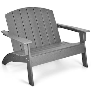 Patio Plastic Adirondack Chair Loveseat Bench HDPE Weather Resistant Deck Grey