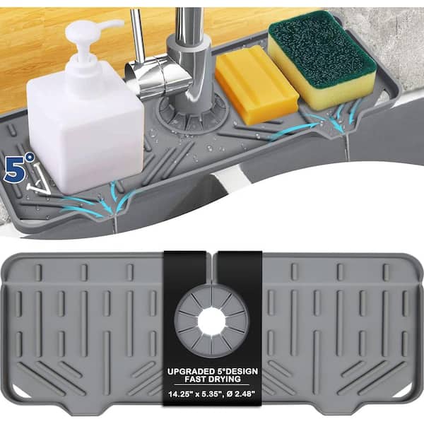 Kitchen Sink Splash Guard Mat, Silicone Faucet Drip Catcher Tray, Kitchen  Sink Organizer Mat, Faucet Sink Protectors Drying Mat