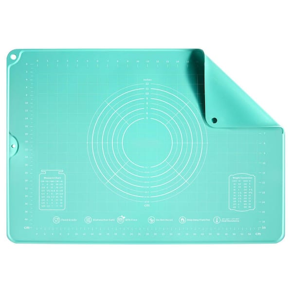 Food Grade Platinum Silicone Aqua Sky Pastry Mat Non-Stick Non-Slip Baking Sheet with Measurement Raised Edges