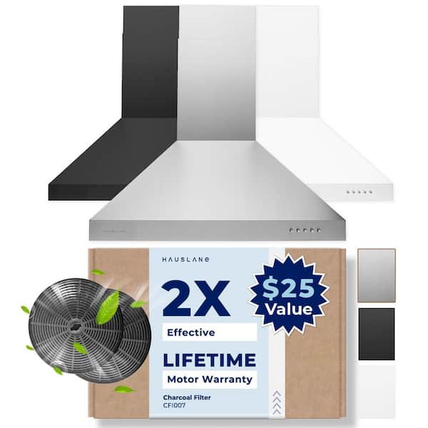 HAUSLANE 30 in. Convertible Wall Mount Range Hood with Changeable LED Aluminum Mesh Filters in Stainless Steel