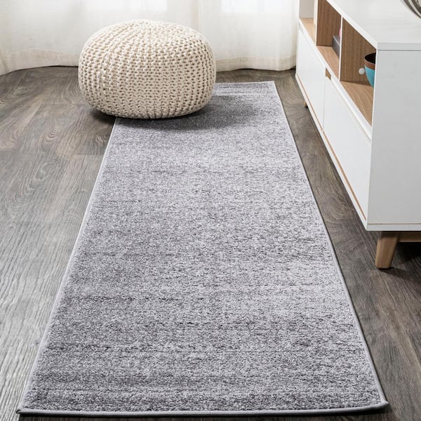 JONATHAN Y Haze Solid Low-Pile Gray 2 ft. x 14 ft. Runner Rug
