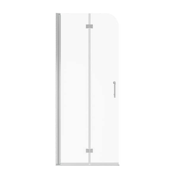 TCYO 30 in. W x 72 in. H Bifold Semi - Frameless Shower Door in Chrome Finish with Clear Glass