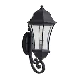 1-Light 27 in. H Black Wall Sconce with Clear Glass Shade (Bulb Not Included)
