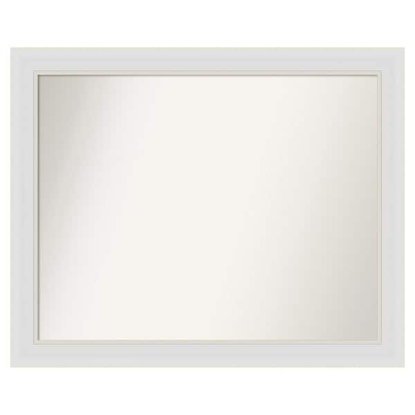 Amanti Art Flair Soft White Narrow 32 in. x 26 in. Custom Non-Beveled Satin Recyled Polystyrene Bathroom Vanity Wall Mirror