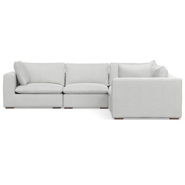 Simpli Home Jasmine Corner Sectional Modular Sofa in Velvety Chenille Performance Fabric