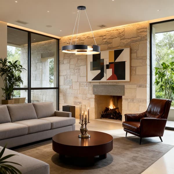 Zevni Modern Chandelier Lights, 1-Light 24W Ring Integrated LED