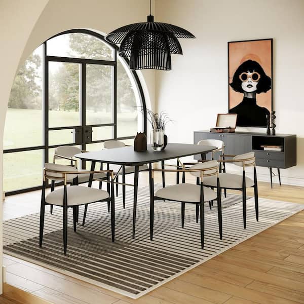 Billy Black Oak Wood 91 in. 4 Legs Extendable Dining Table Seats 6