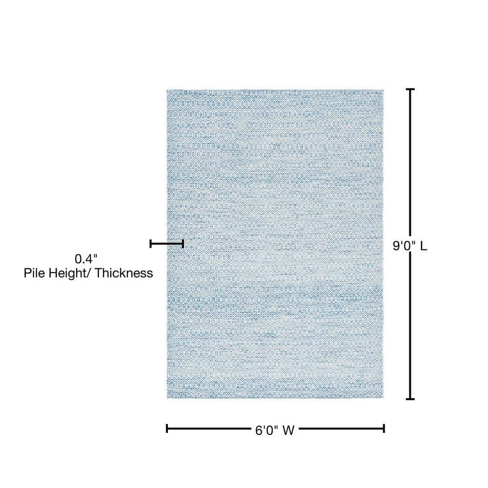 Cloud Blue Geometric Wool Flatweave Rug 6' x 9'