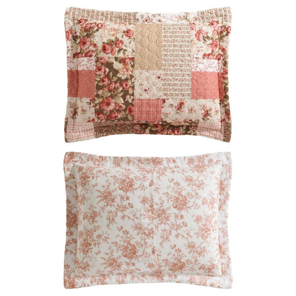 Harrietta Twin Pink Cotton Patchwork Reversible Quilt Set