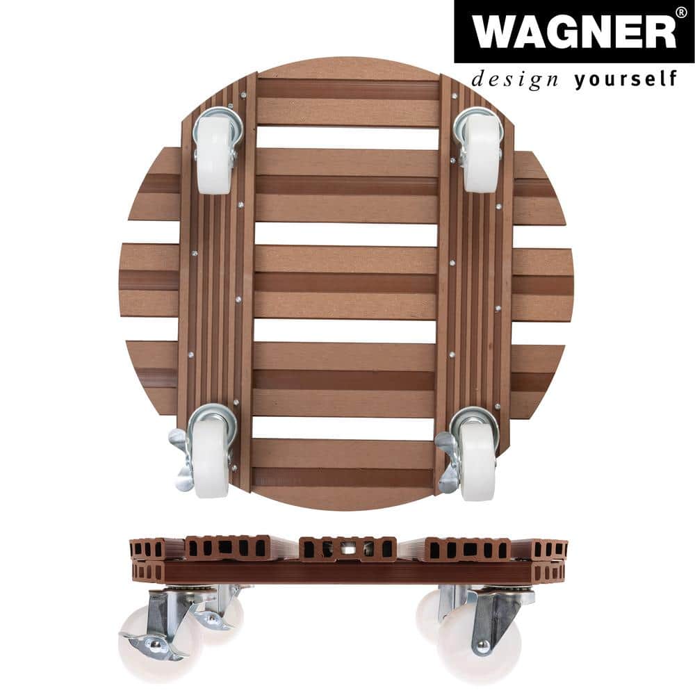 15.1" Terra Cotta Wood Plastic Composite Round Plant Caddy